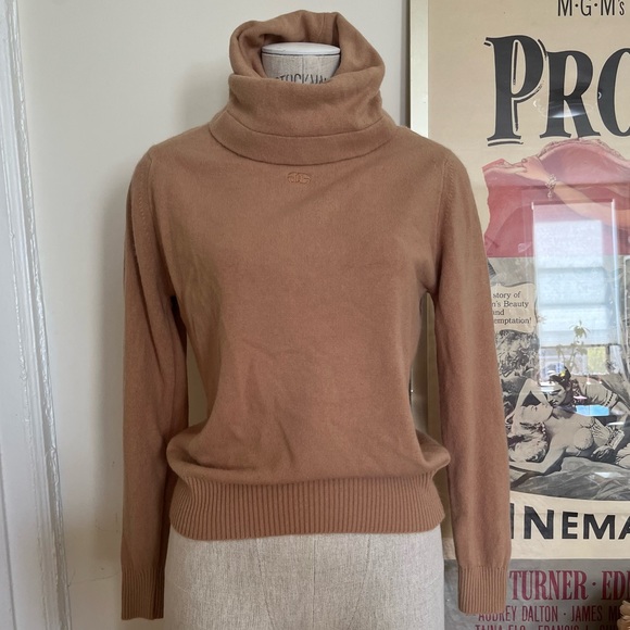 Givenchy Sweaters - Vtg 70’s Givenchy Sport Turtleneck Cowl Sweater in Camel Cashmere/Wool? Size 36